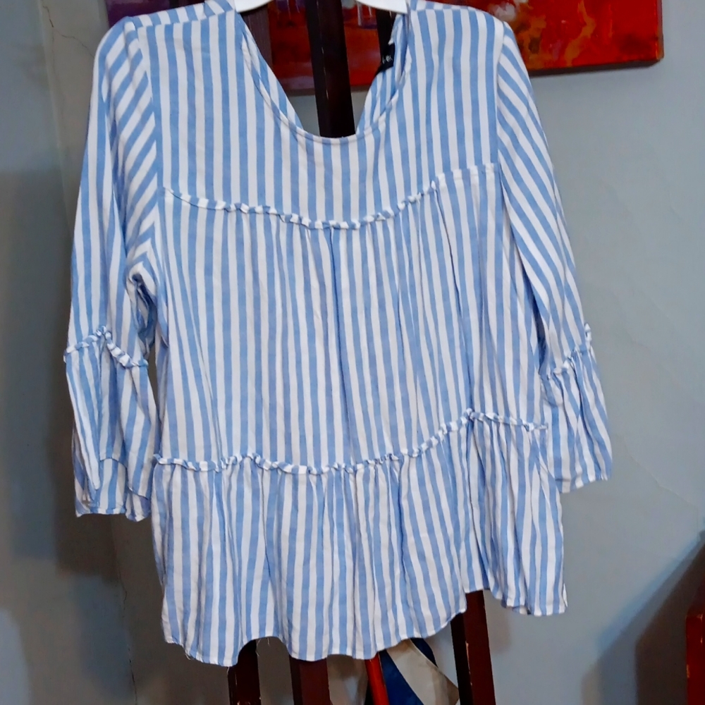 Women's blue and white striped shirt